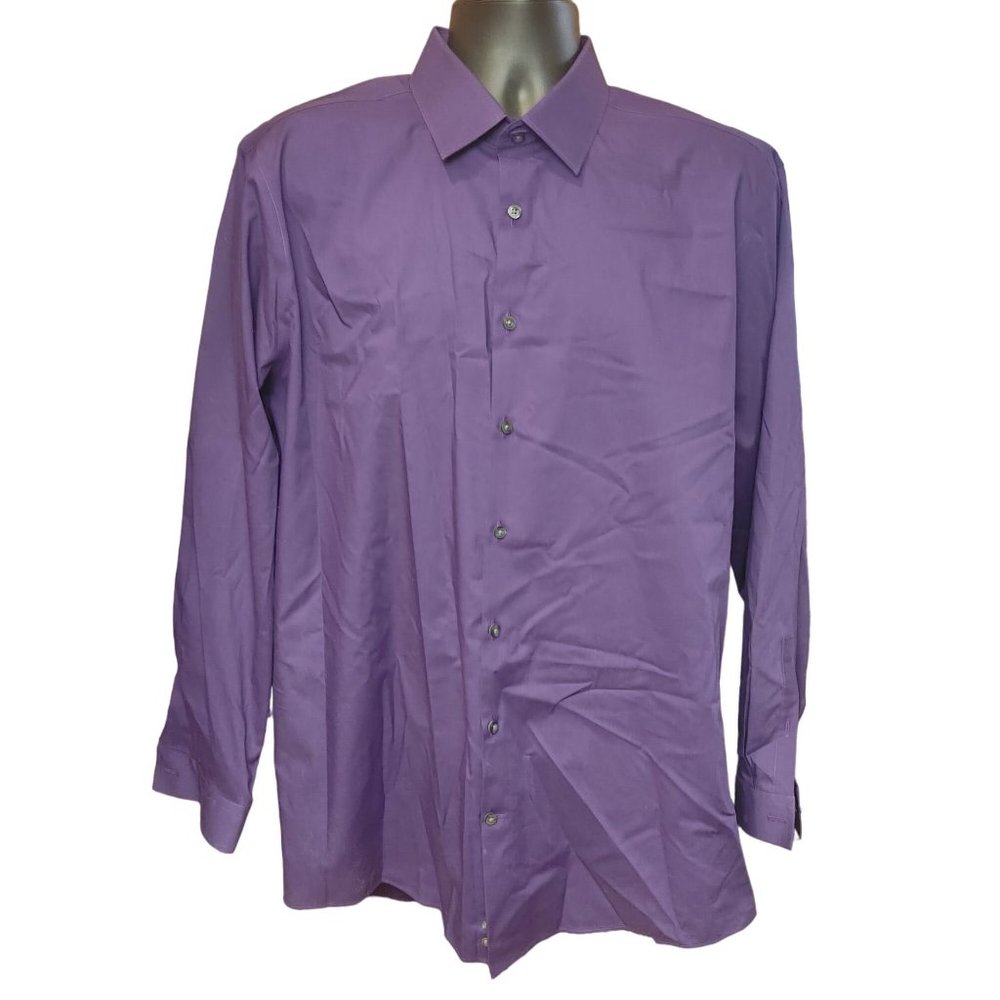 JF | J. Ferrar Slim Men's Purple Long Sleeve Basic Dress Shirt XL